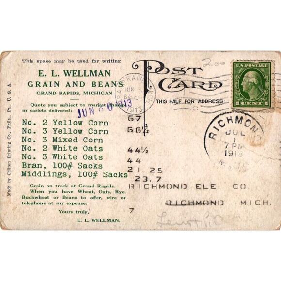 1913 Any Rooster Can Make a Big Noise Advertising Postcard Posted EL Wellman - Picture 2 of 2